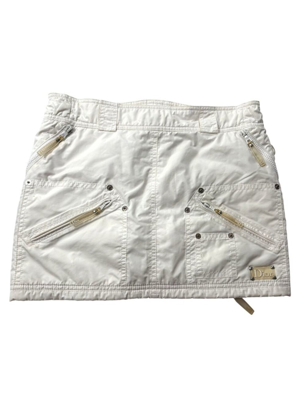 Vintage John Galliano for Christian Dior 2003 Nylon Tactical Mini Skirt in White